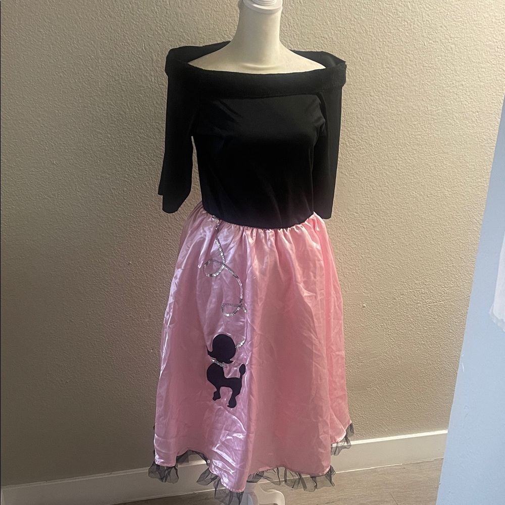 50’s Halloween Elegant Black and Pink Poodle Skirt